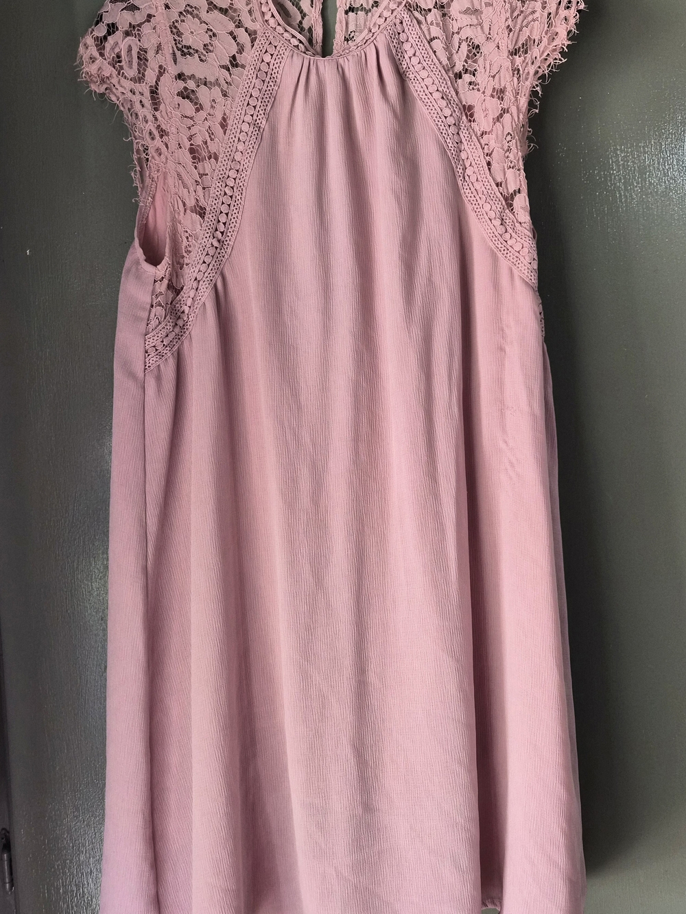 eesome Pink Lace Yoke Mini Dress